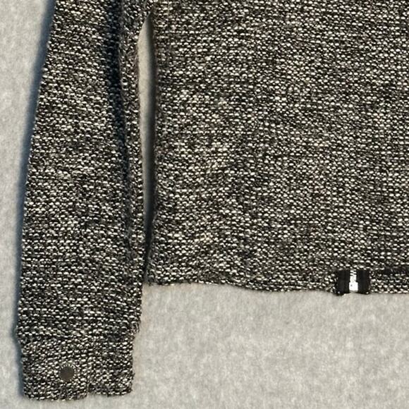 Lauren Ralph Lauren Sz S Full Zip Tweed Boucle Moto Jacket Mock Neck Zip Pockets - Picture 7 of 10